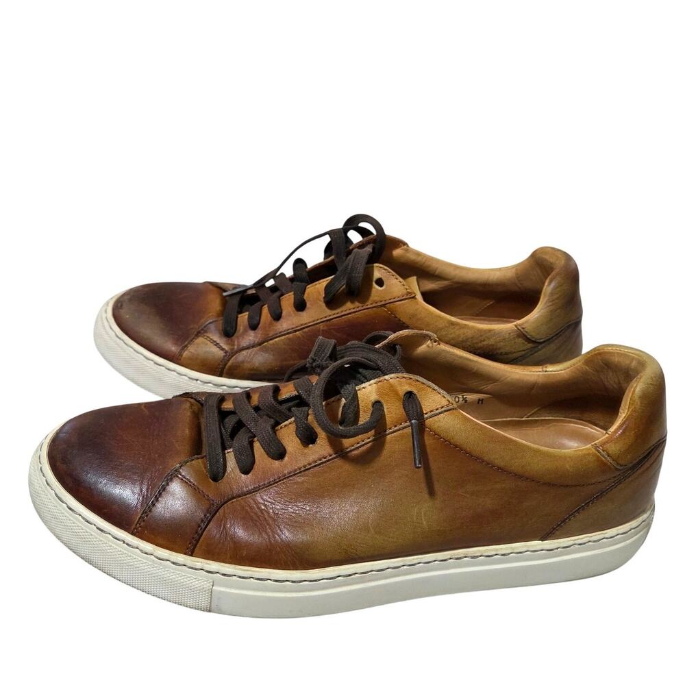 Magnanni Ombre Cognac Brown Leather Low Top Sneakers 19068 Sz 10.5 - Flaws